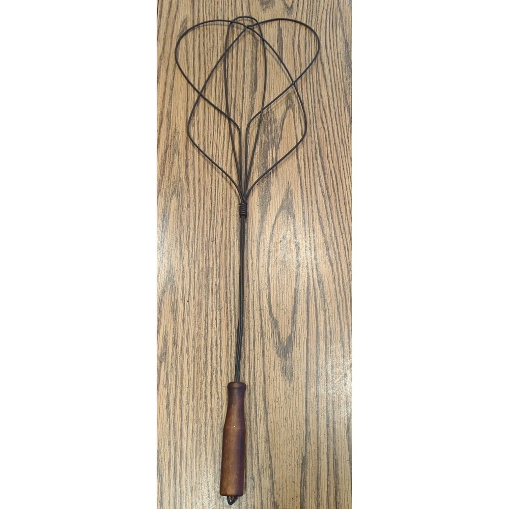 Antique Early 1900's Primitive Large Twisted Wire Rug Beater w/ Wooden Handle